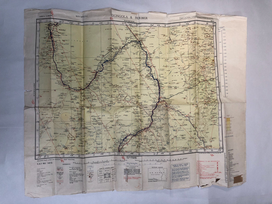 Original WW2 British Army / RAF Bases - Map of Africa - Dongola & Berber