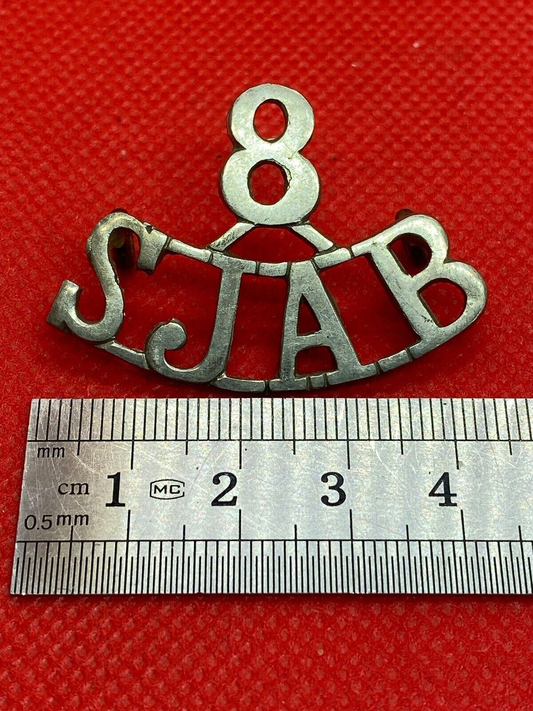 Original British Army / 8th Saint John's Ambulance Brigade Shoulder Title - SJAB