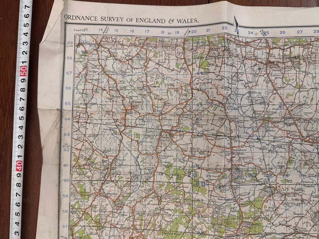 Original WW2 British Army GSGS OS Map of Great Britain - Weald of Kent - The Militaria Shop