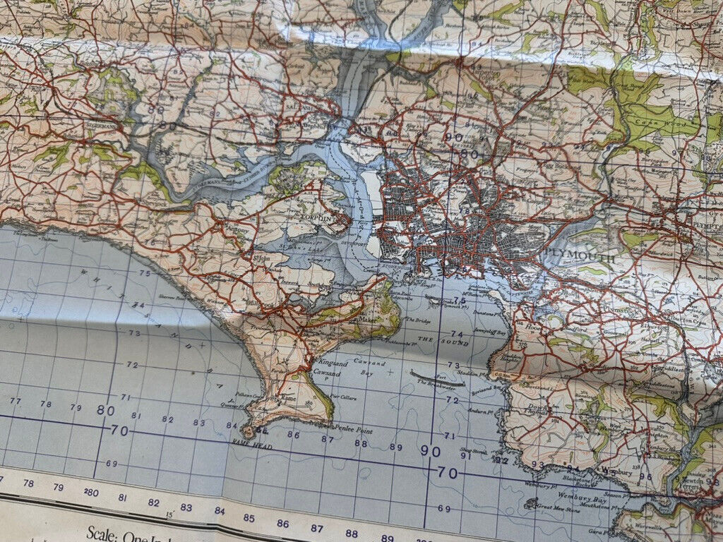 Original WW2 British Army GSGS OS Map of England & Wales - Plymouth - The Militaria Shop