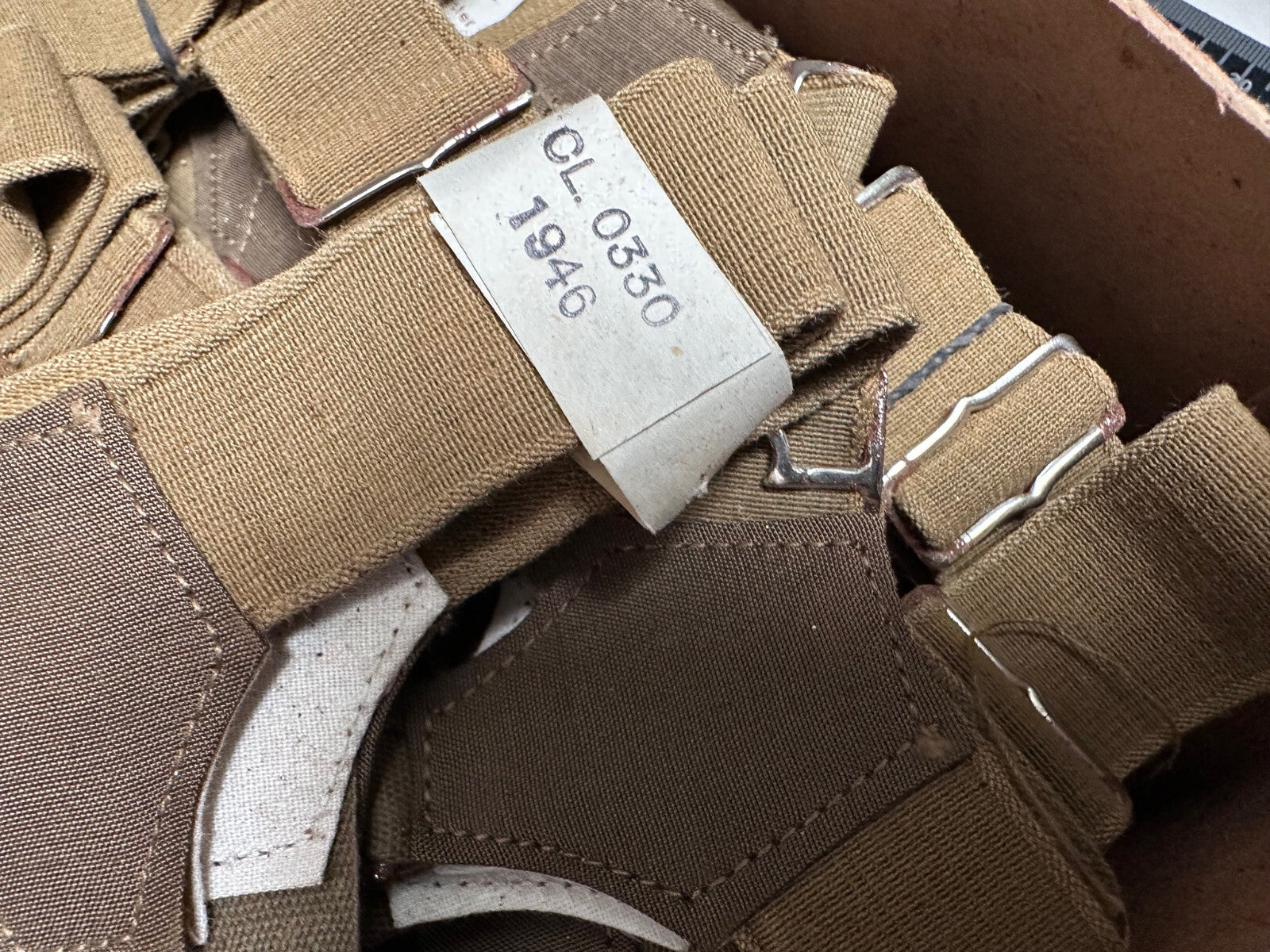 Original British Army WD Marked WW2 Pattern Sock Suspenders - Unissued from Box - The Militaria Shop