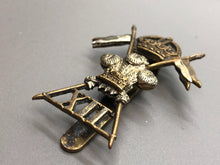 Load image into Gallery viewer, Original WW2 British Army 12th Lancers Kings Crown Cap Badge
