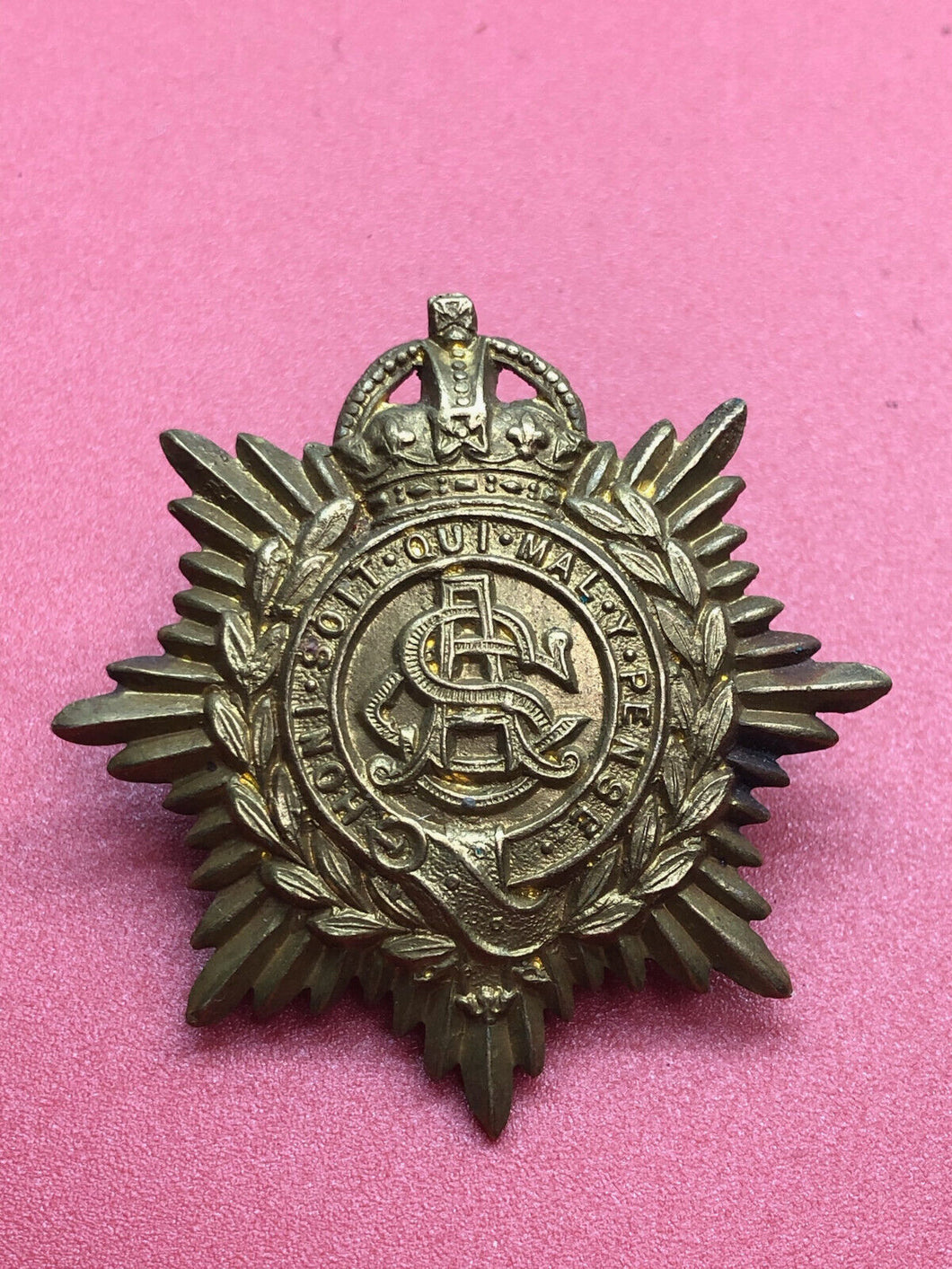 WW1 British Army Royal Army Sercive Corps Cap Badge Kings Crown