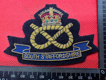 Load image into Gallery viewer, British Army Bullion Embroidered Blazer Badge - South Staffordshire- Kings Crown
