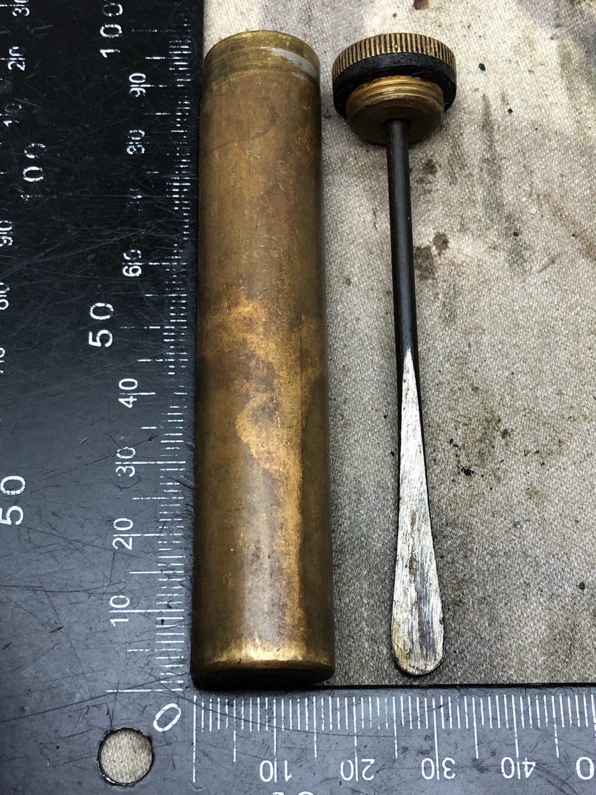 Original WW1 British Army SMLE Enfield Brass Oil Bottle - EFD Marked - The Militaria Shop