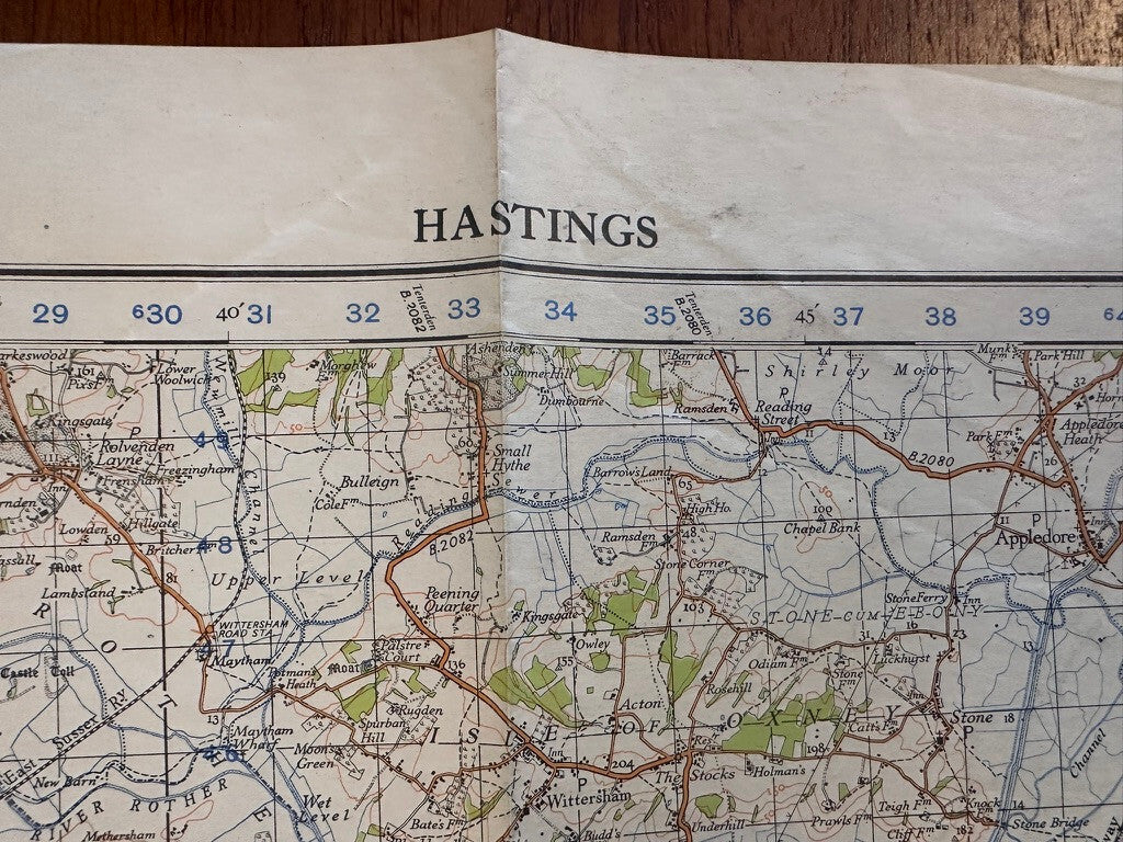 Original WW2 British Army GSGS OS Map of England - Hastings - The Militaria Shop