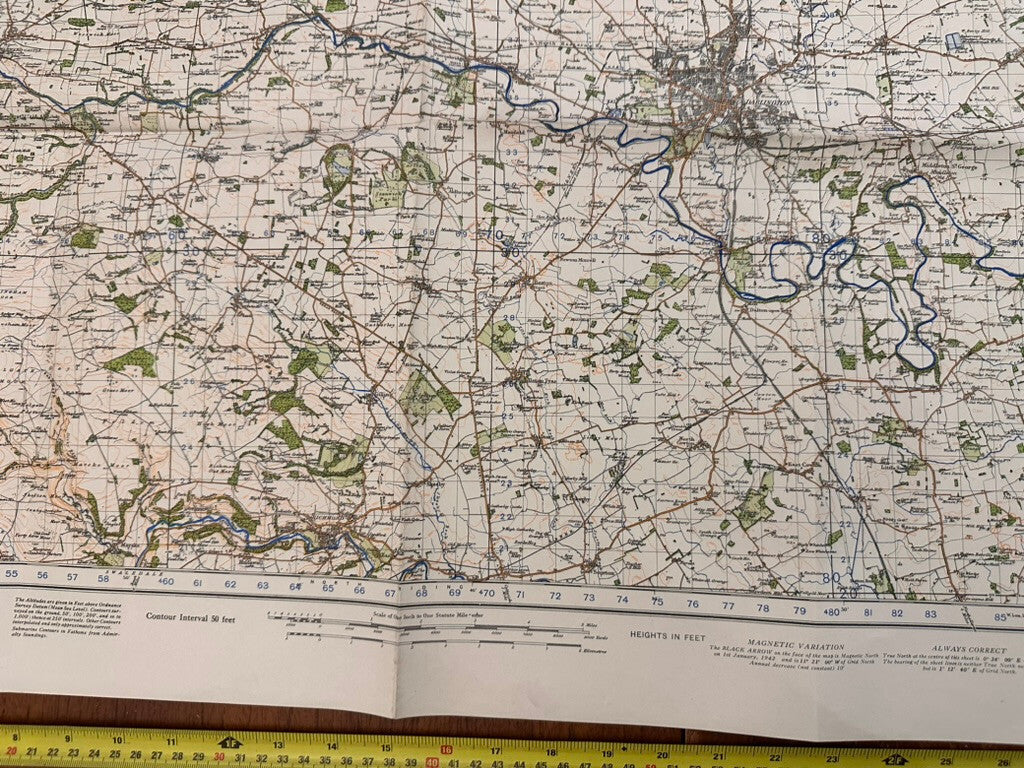 Original WW2 British Army GSGS OS Map of England - Darlington - The Militaria Shop
