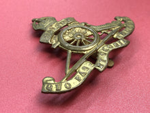 Load image into Gallery viewer, Original WW2 British Army Royal Artillery Kings Crown Cap Badge
