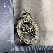 Load image into Gallery viewer, Original WW2 British Army 24th Lancers Cap Badge
