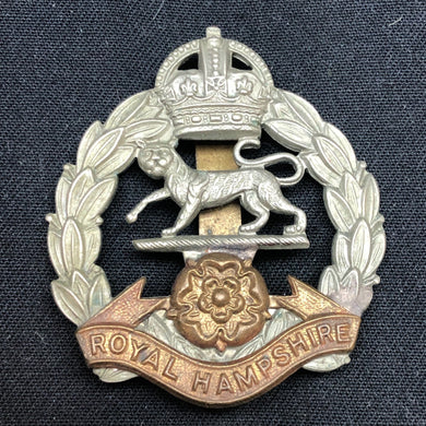 Original WW2 British Army Cap Badge - Royal Hampshire Regiment - The Militaria Shop