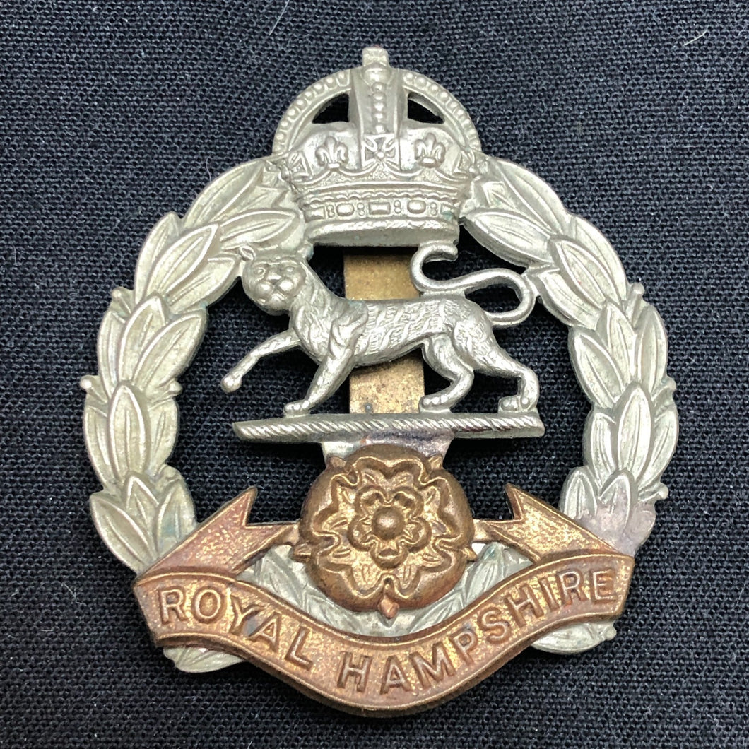 Original WW2 British Army Cap Badge - Royal Hampshire Regiment - The Militaria Shop
