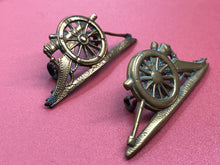 Load image into Gallery viewer, Original British Army Royal Artillery RA Collar Badges Pair
