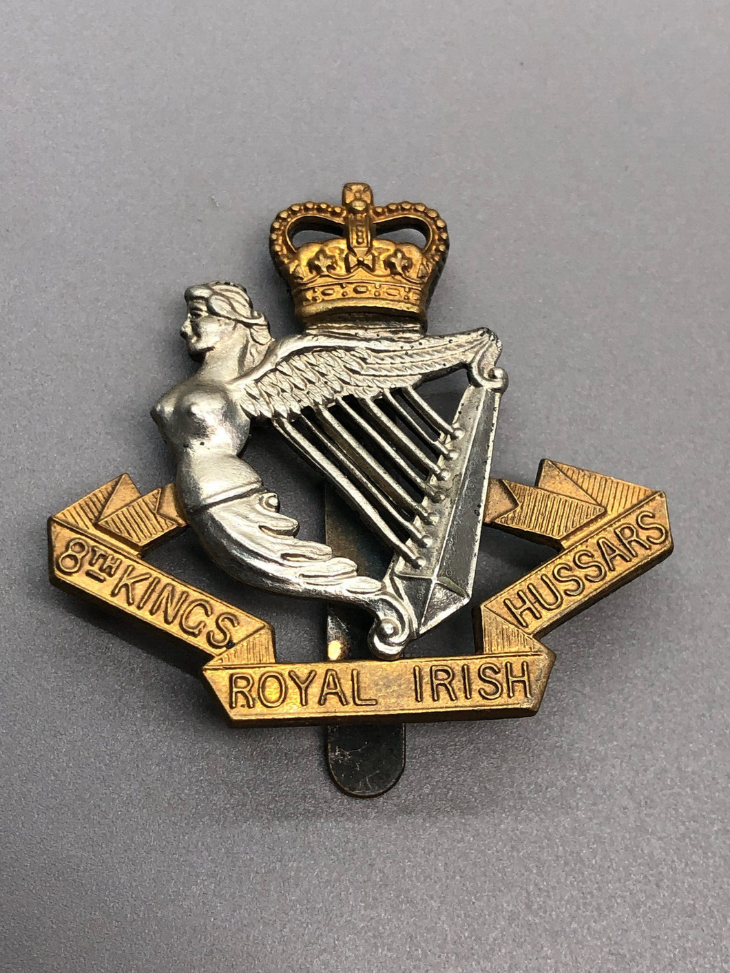 Genuine British Army 8th King's Royal Irish Hussars Cap Badge