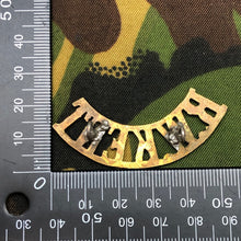 Load image into Gallery viewer, Genuine British Army WW1 Brass Shoulder Title - Royal West Kent - The Militaria Shop
