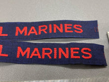 Load image into Gallery viewer, Original British Royal Naval Marines Cash&#39;s Tape Shoulder Badges, Matching Pair
