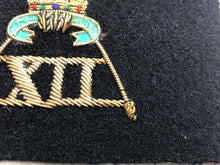 Load image into Gallery viewer, British Army Bullion Embroidered Blazer Badge - 12th Lancers
