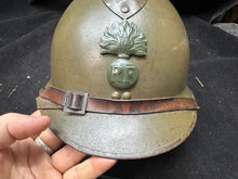 Load image into Gallery viewer, Original WW2 French Army M1926 Adrian Helmet Complete with Liner &amp; Chinstrap
