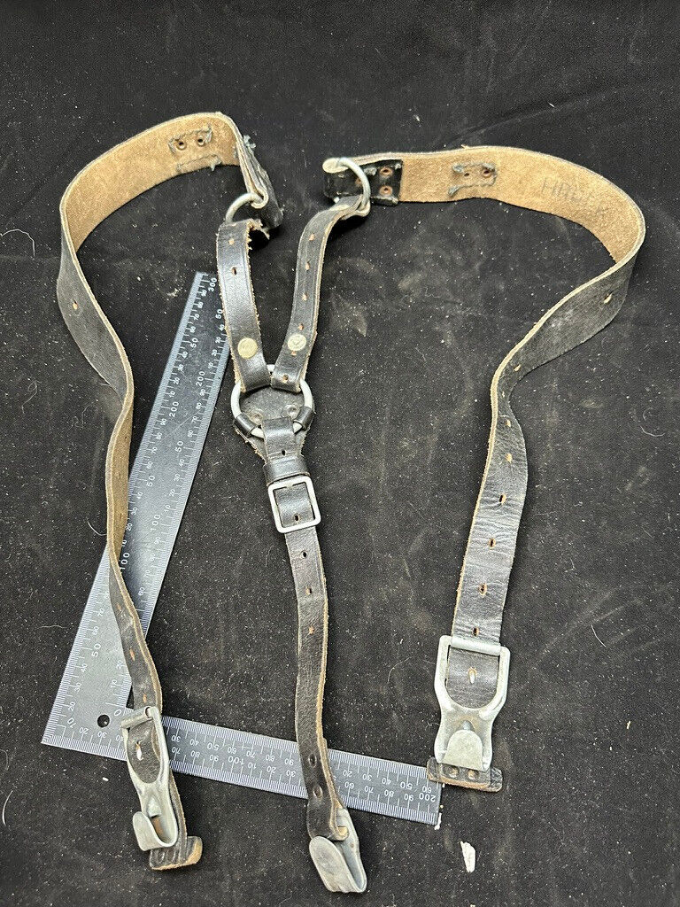 Original German Army WW2 Style Solider Equipment Leather Y Straps