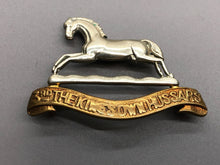 Load image into Gallery viewer, Original WW1 WW2 British Army 3rd The Kings Own Hussars Cap Badge
