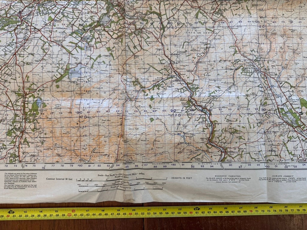 Original WW2 British Army GSGS Map of Scotland - Edinburgh - The Militaria Shop