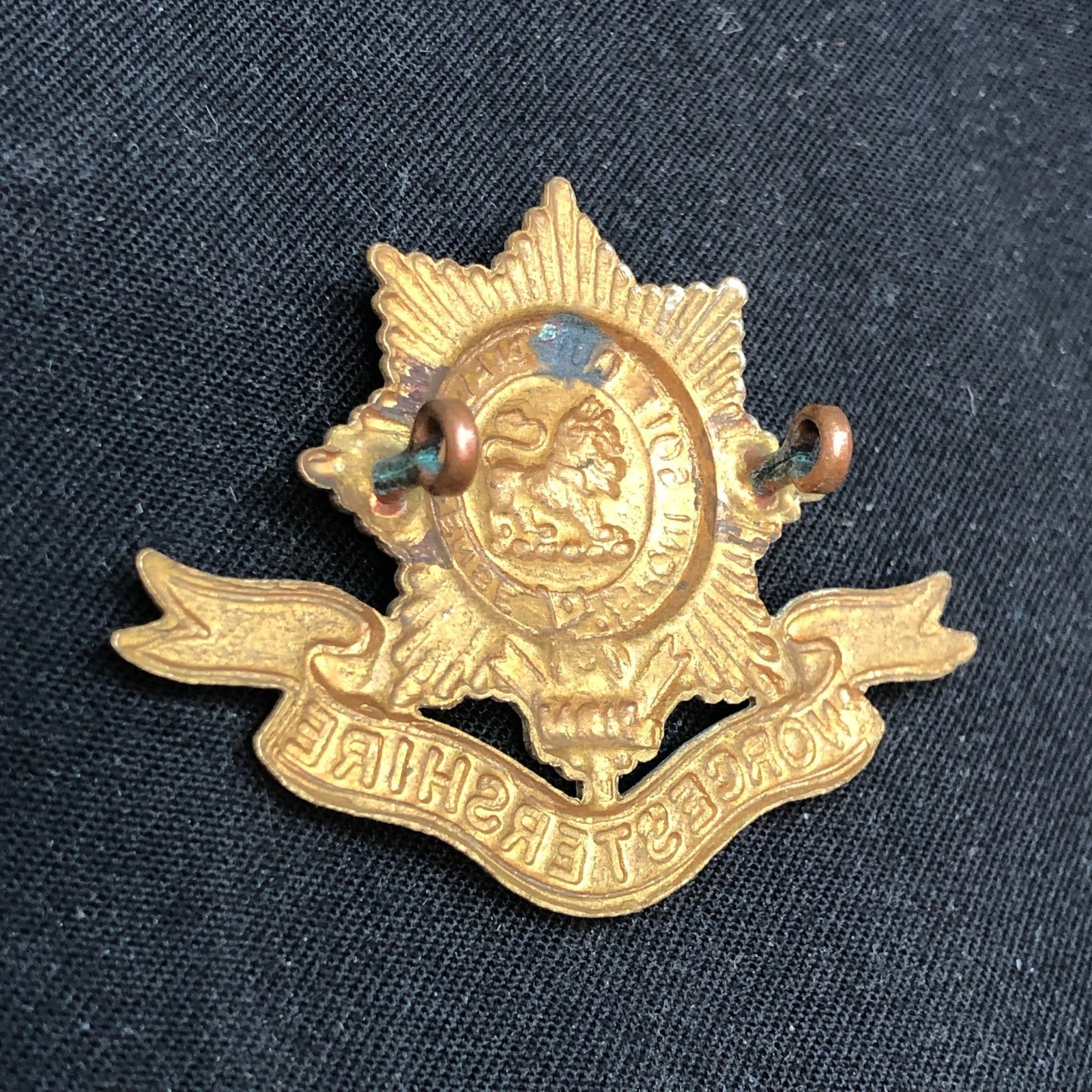 Genuine British Army Brass Cap Badge - Worcestershire Regiment - The Militaria Shop