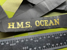 Load image into Gallery viewer, Original British Royal Navy HMS Ocean - Cap Tally - The Militaria Shop
