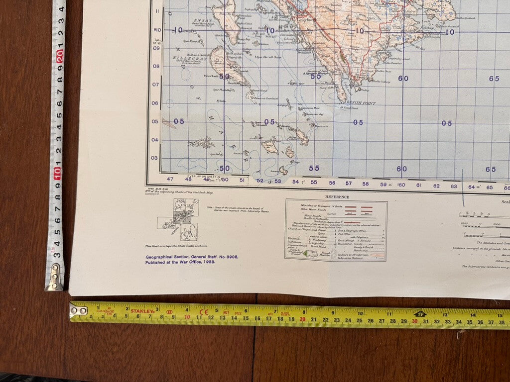 Original WW2 British Army GSGS Map of Scotland - Harris - The Militaria Shop