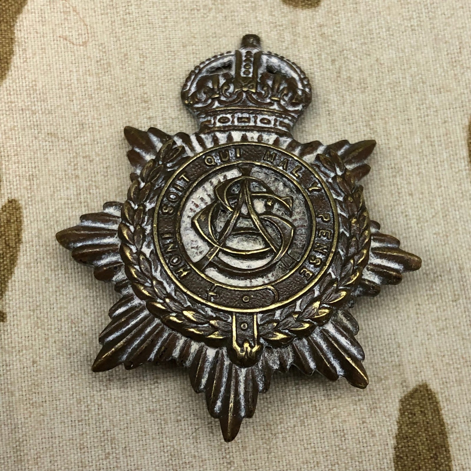 Original WW1 British Army Officers Army Service Corps ASC Cap Badge - The Militaria Shop