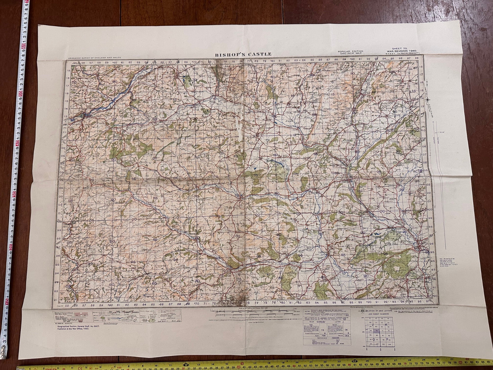 Original WW2 British Army GSGS OS Map of England - Bishop's Castle - The Militaria Shop