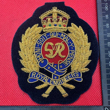 Load image into Gallery viewer, British Army Bullion Embroidered Blazer Badge - Royal Engineers - King&#39;s Crown
