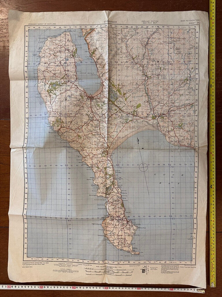 Original WW2 British Army GSGS Map of Scotland - Stranraer - The Militaria Shop