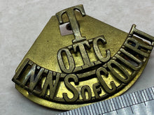 Load image into Gallery viewer, Original WW1 British Army OTC Inns of Court Territorial Battalion Shoulder Title
