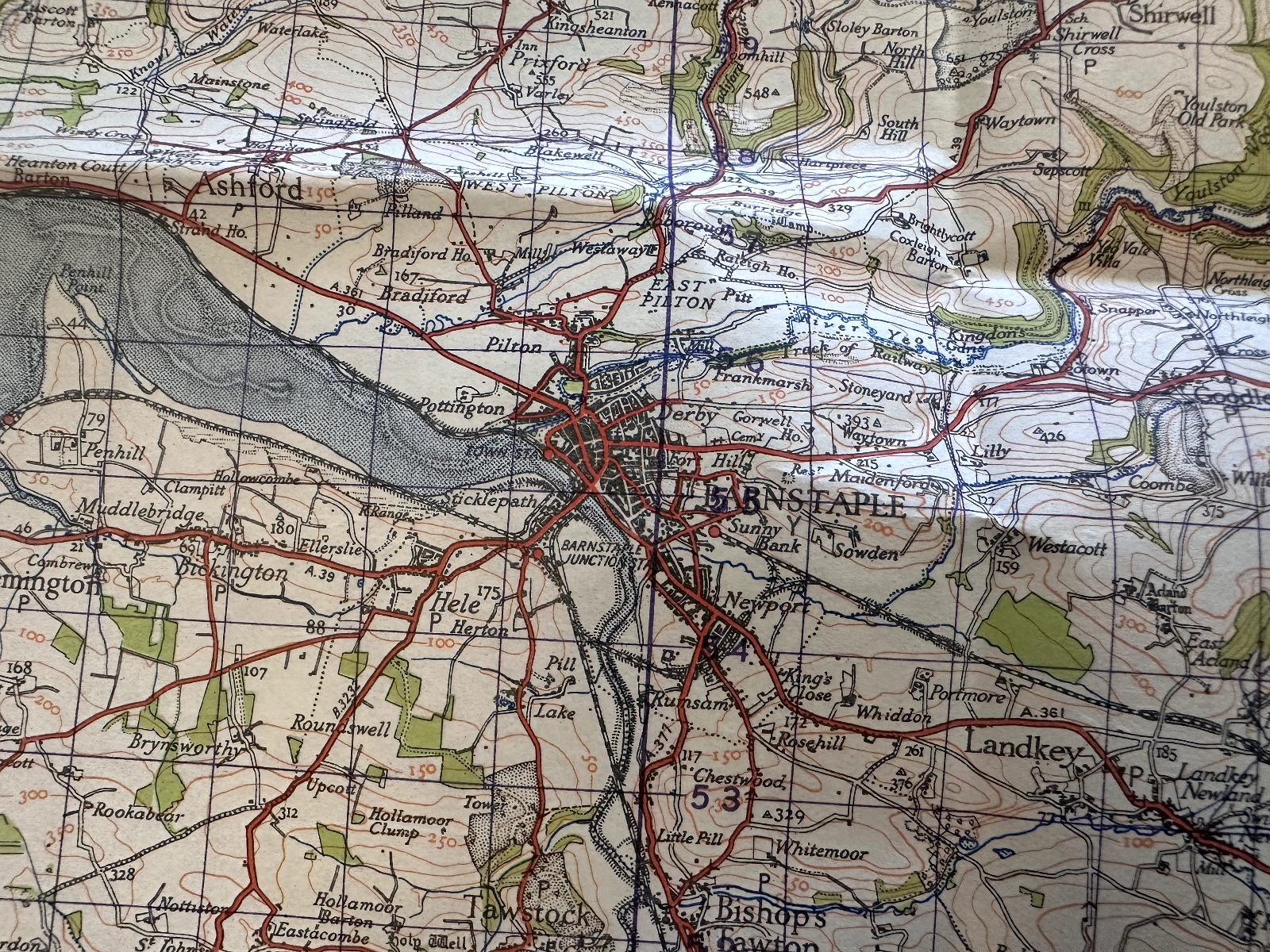 Original WW2 British Army GSGS OS Map of England & Wales - Barnstable - The Militaria Shop
