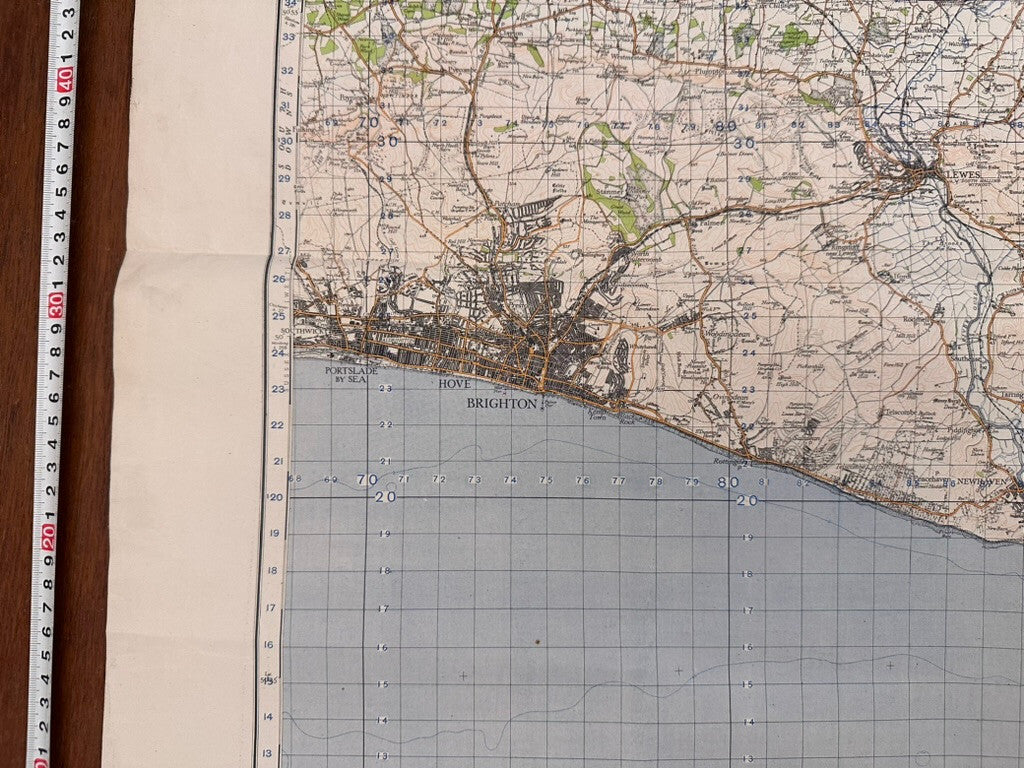 Original WW2 British Army GSGS OS Map of England - Brighton & Eastbourne - The Militaria Shop