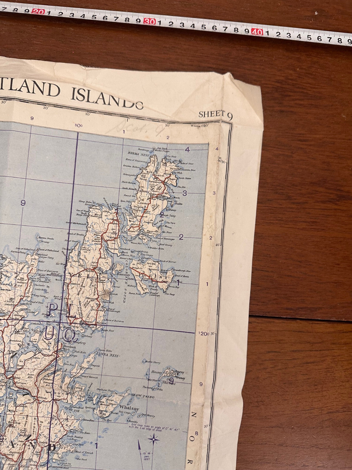 Original WW2 British Army RAF Navy Base Map of Great Britain - Shetland Islands - The Militaria Shop
