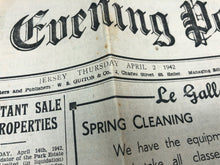 Load image into Gallery viewer, Original WW2 British Newspaper Channel Islands Occupation Jersey - April 1942
