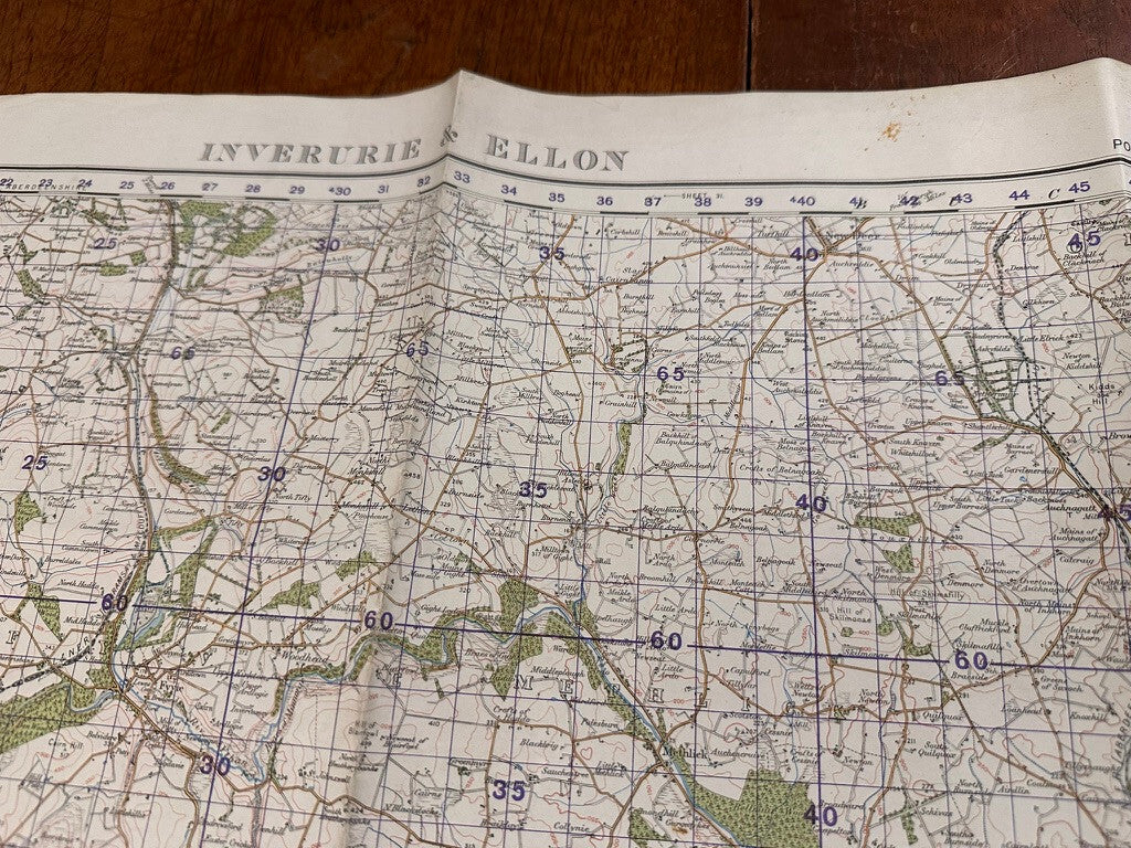 Original WW2 British Army GSGS Map of Scotland - Inverurie & Ellon - The Militaria Shop