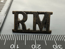 Load image into Gallery viewer, Original WW2 British Navy Royal Marines Brass Shoulder Title
