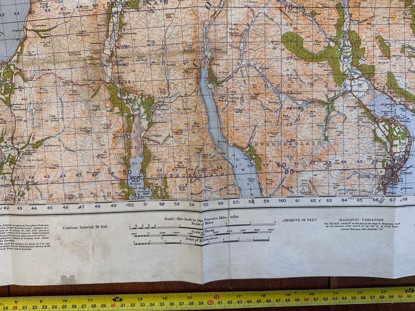 Original WW2 British Army GSGS Map of Scotland - Dunoon & Loch Fyne - The Militaria Shop