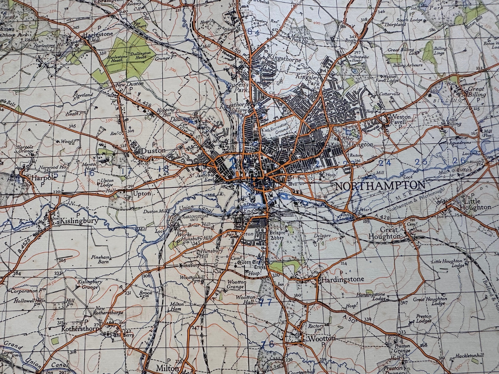 Original WW2 British Army OS Map of Great Britain - Northampton - The Militaria Shop