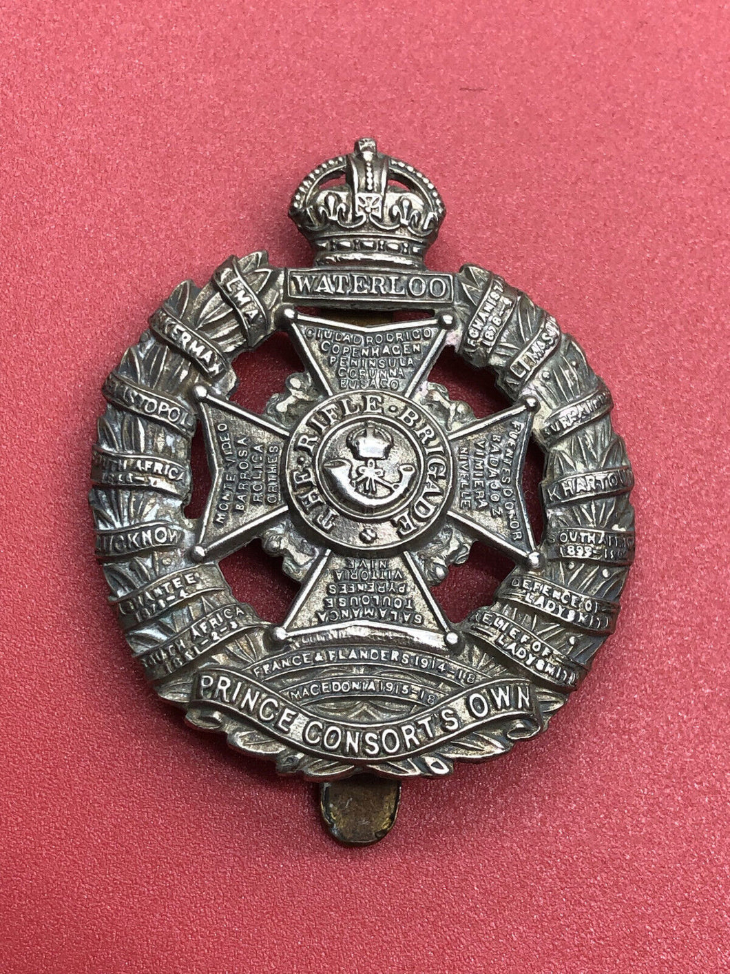 Original WW1 British Army Rifle Brigade (The Prince Consort's Own) Cap Badge