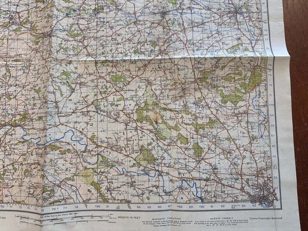 Original WW2 British Army OS Map of Great Britain - Kington - The Militaria Shop