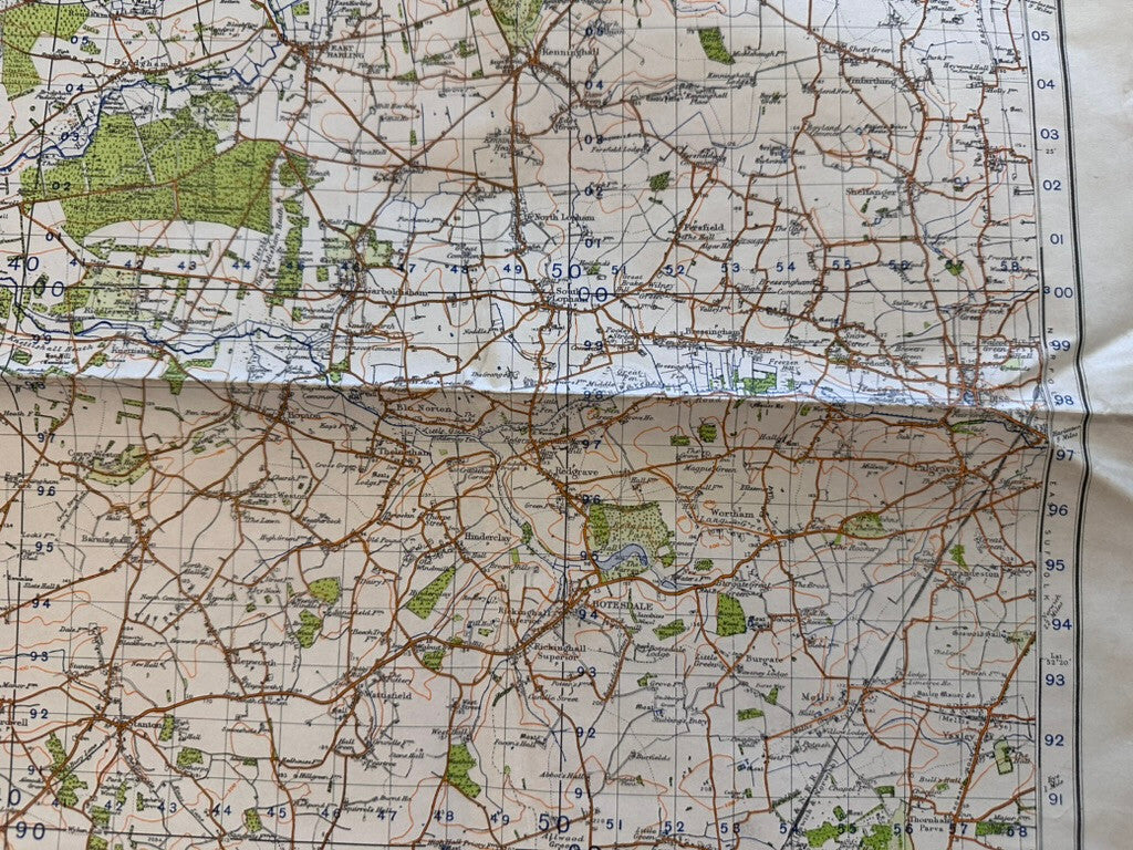 Original WW2 British Army GSGS Os Map of Great Britain - Thetford - The Militaria Shop