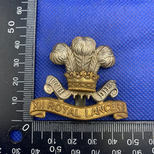 Load image into Gallery viewer, Original WW2 British Army 12th Royal Lancers Cap Badge
