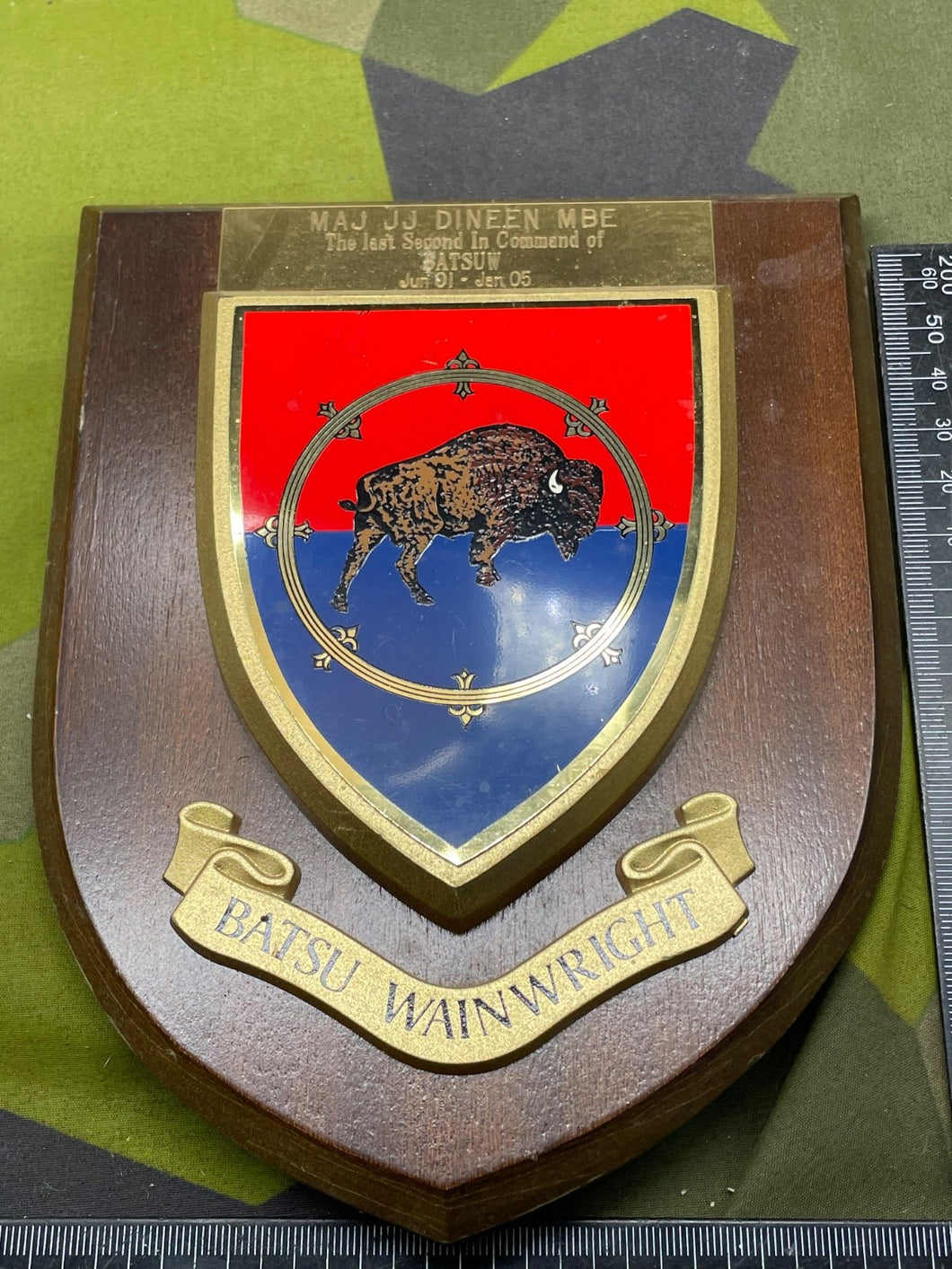 British Army Plaque to Major - 2nd in Command of Batsu Wainright - The Militaria Shop