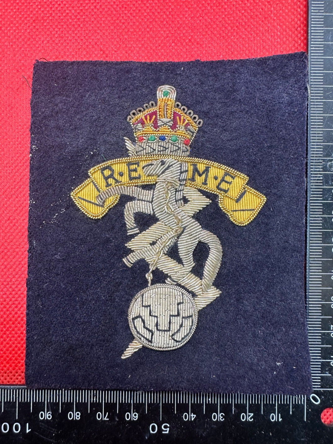 British Army Bullion Embroidered Blazer Badge - REME Engineers - Kings Crown