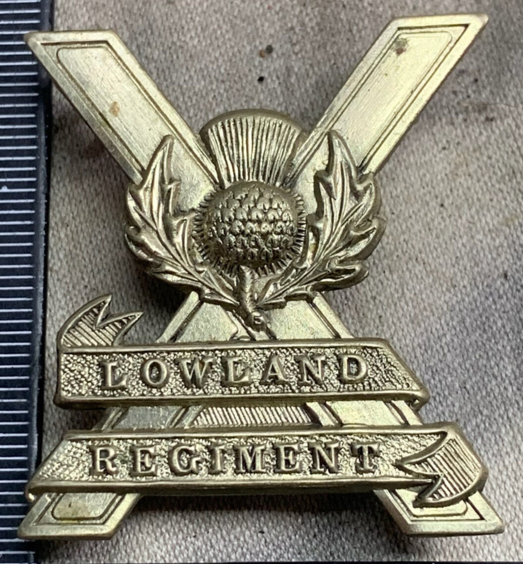 Original WW2 British Army The Lowland Regiment Cap Badge