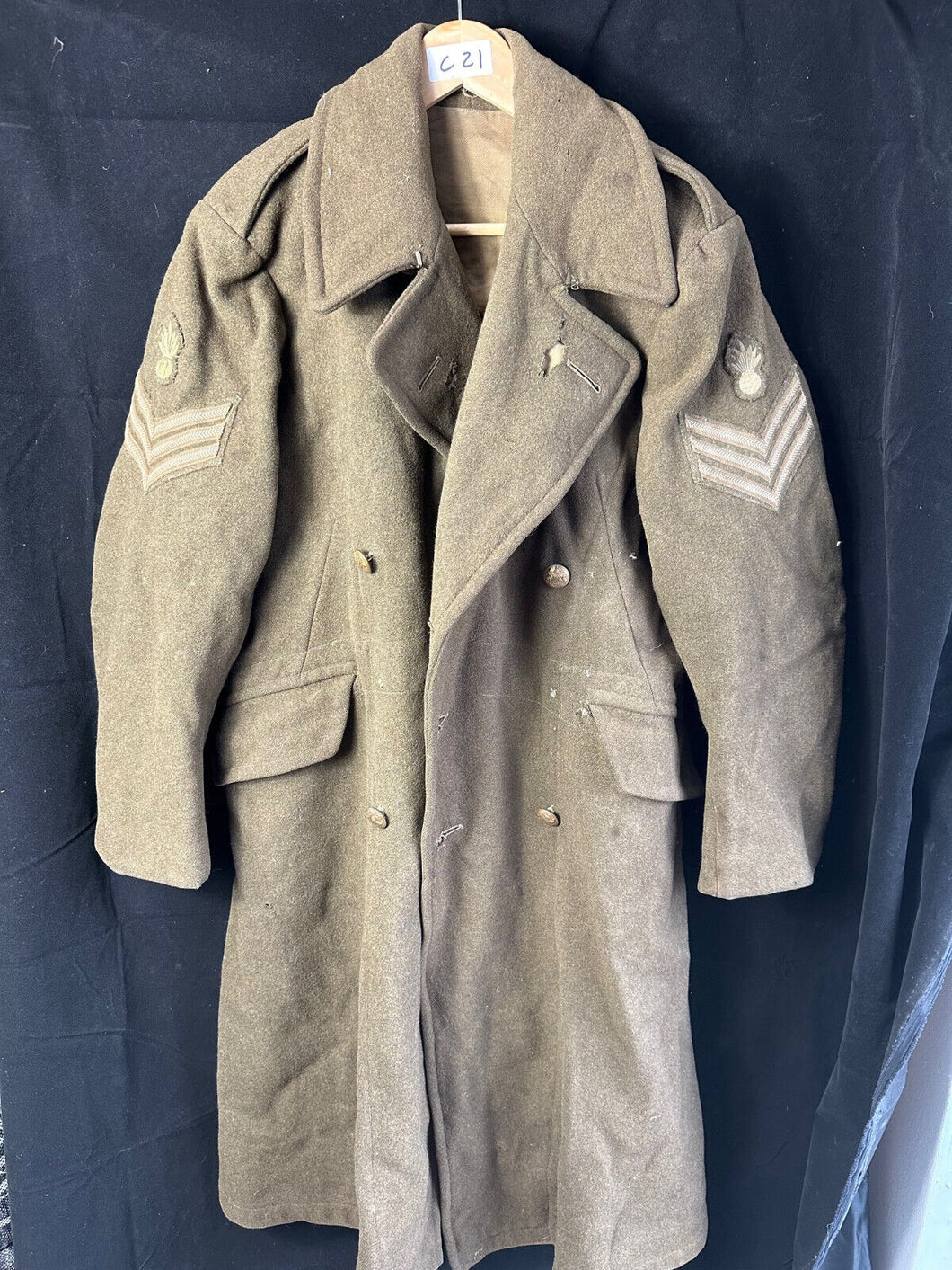 Original WW2 British Army Royal Engineers Sergeants Greatcoat - 40