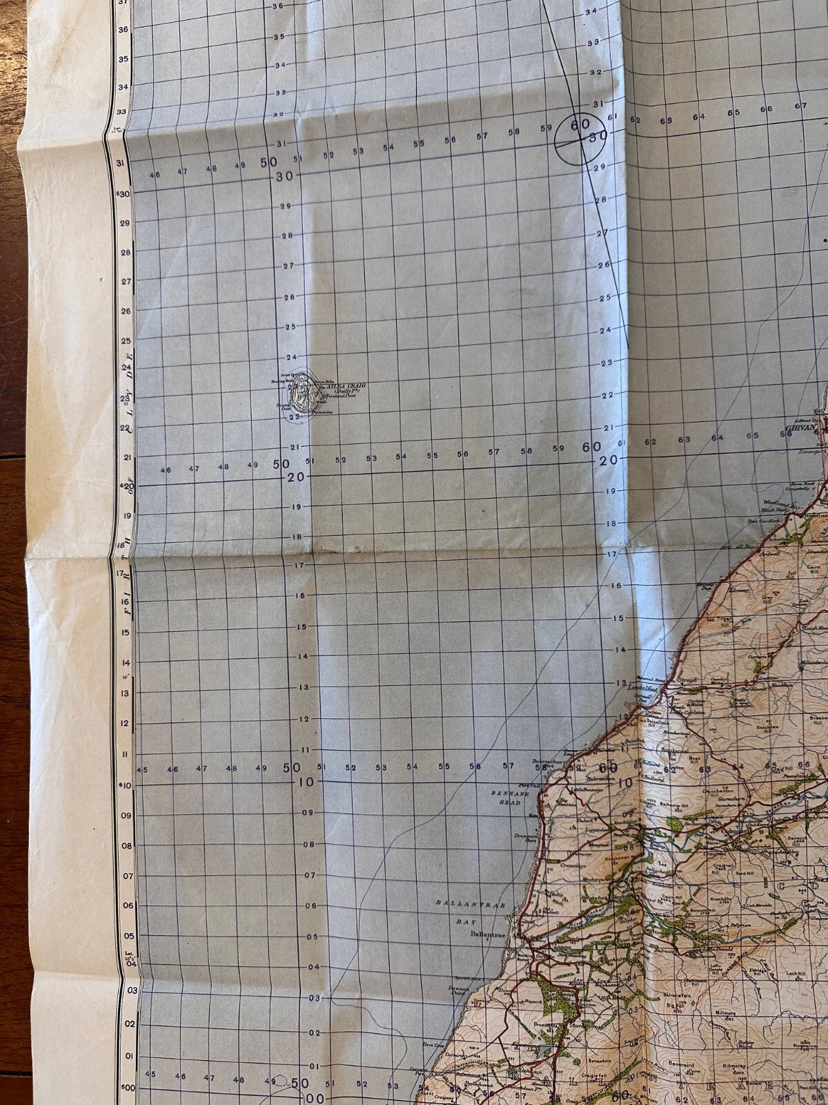 Original WW2 British Army GSGS Map of Scotland - Auksa Craig & Girvan - The Militaria Shop