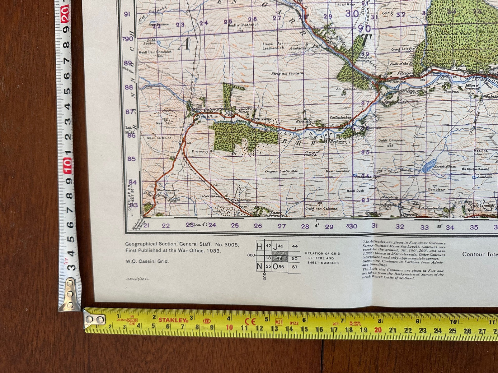 Original WW2 British Army OS Map of Scotland - Grampian Mountains & Blair Atholl - The Militaria Shop